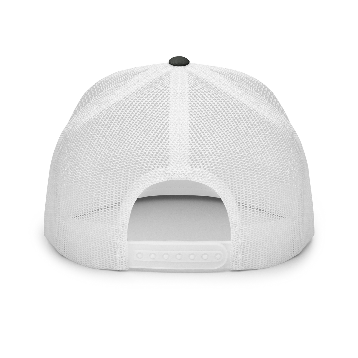 Snapback Trucker Cap | High Tide Collection | YNAUT with printed YNAUT High Tide logo, charcoal white, back view
