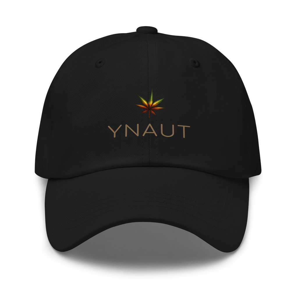 Classic Dad Hat | High Tide Collection | YNAUT with printed YNAUT High Tide logo, black, front view