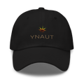 Classic Dad Hat | High Tide Collection | YNAUT with printed YNAUT High Tide logo, black, front view