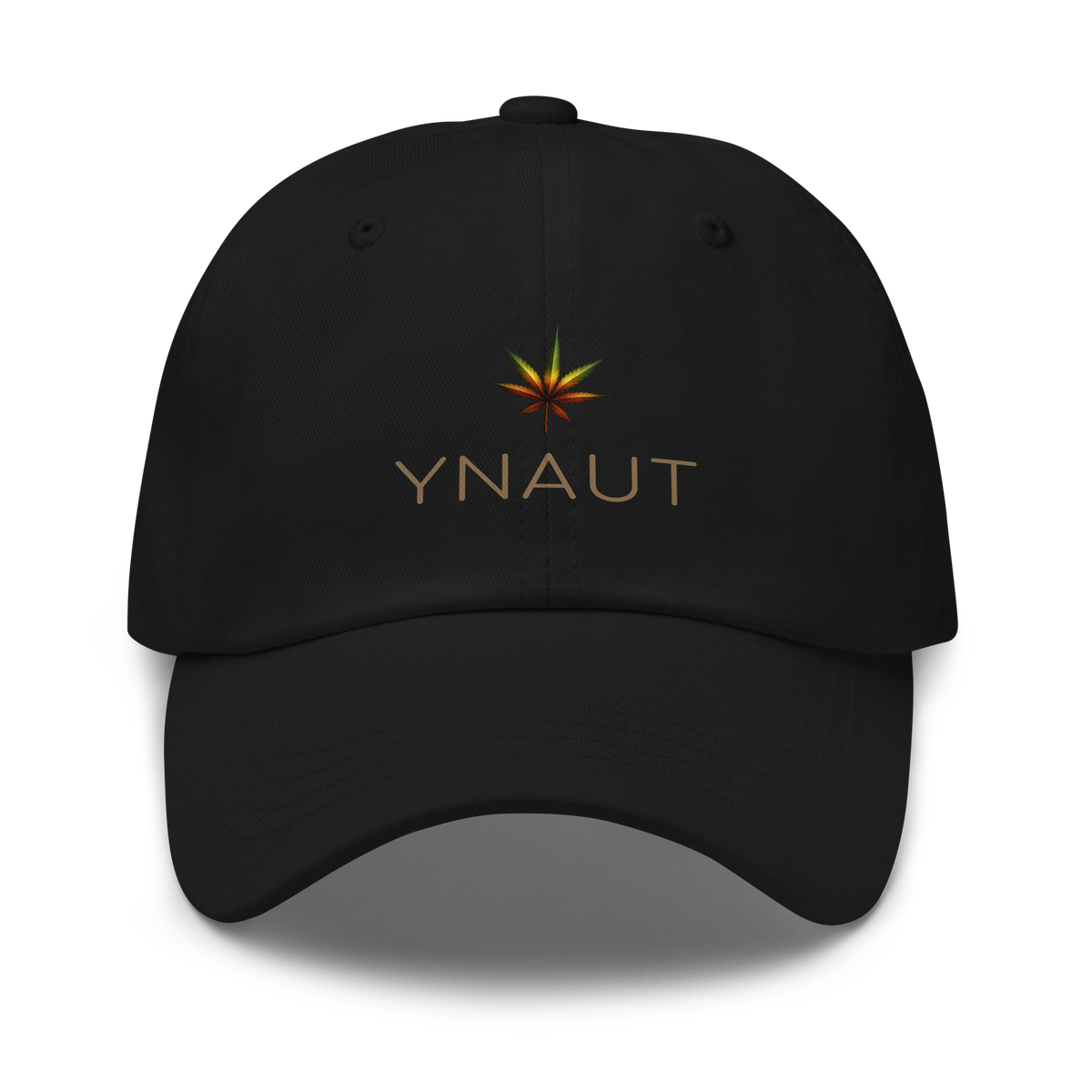 Classic Dad Hat | High Tide Collection | YNAUT with printed YNAUT High Tide logo, black, front view