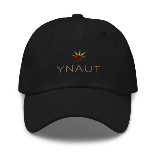 Classic Dad Hat | High Tide Collection | YNAUT with printed YNAUT High Tide logo, black, front view