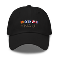 Nautical Dad Hat | Signal Collection | YNAUT with printed YNAUT Signal logo, black, front view