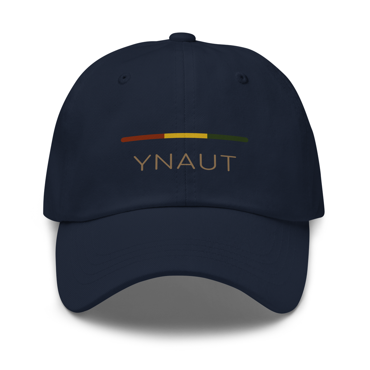 Classic Dad Hat | Riddim Collection | YNAUT with printed YNAUT Riddim logo, navy, front view