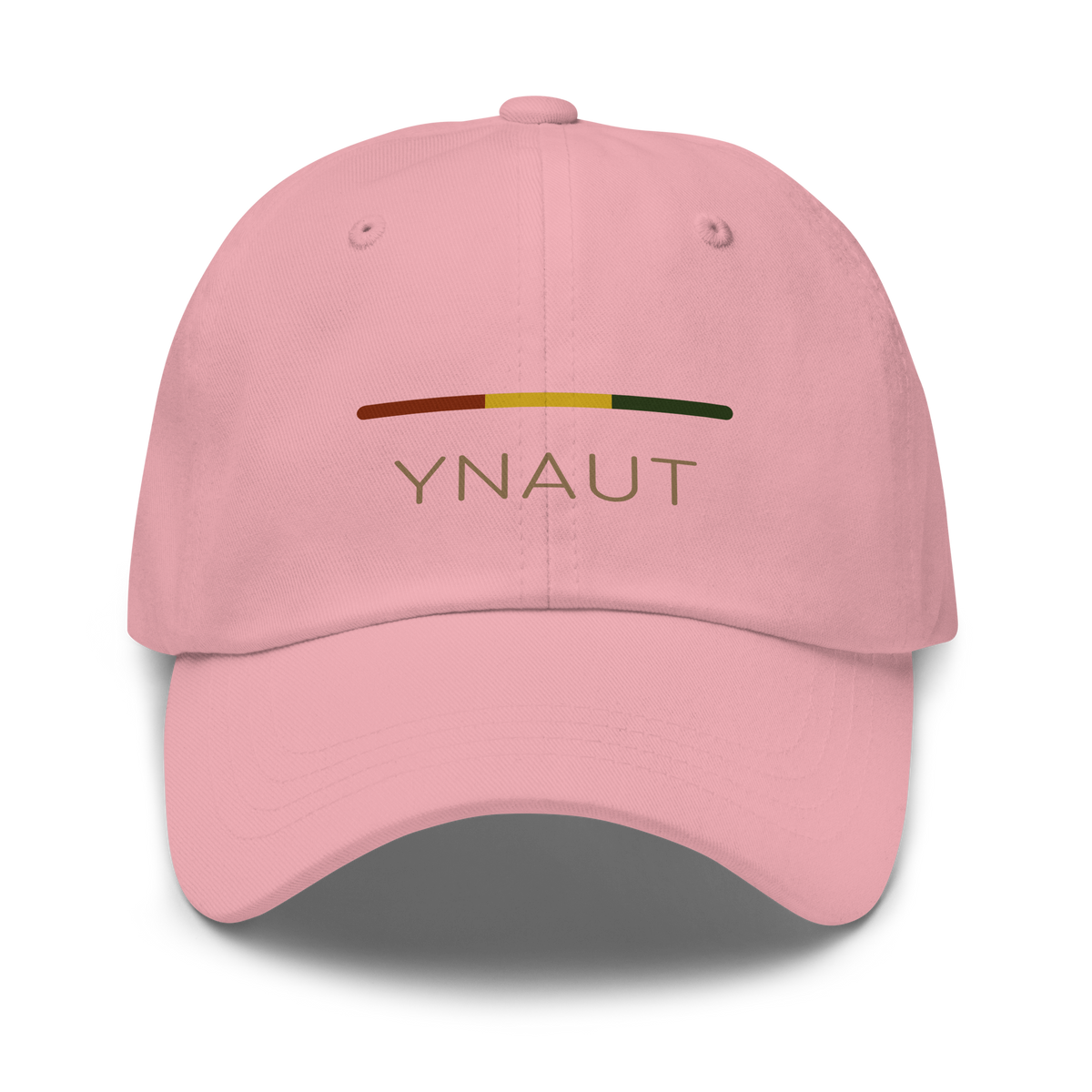 Classic Dad Hat | Riddim Collection | YNAUT with printed YNAUT Riddim logo, pink, front view