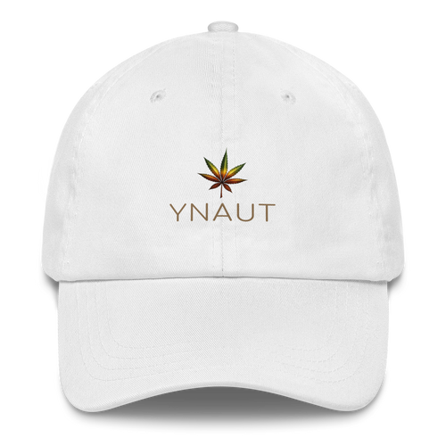 YNAUT Classic Cap with printed YNAUT logo, classic-dad-hat-white-front-69d9182371895