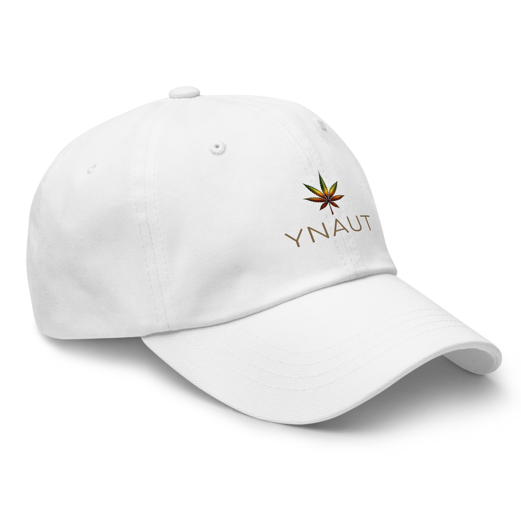 YNAUT Classic Cap with printed YNAUT logo, classic-dad-hat-white-right-front-69d918237265b