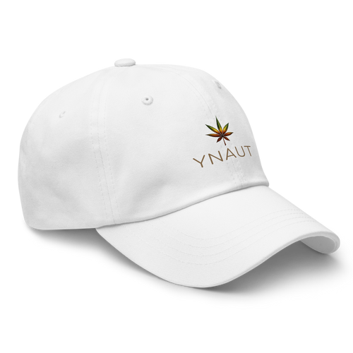 YNAUT Classic Cap with printed YNAUT logo, classic-dad-hat-white-right-front-69d918237265b