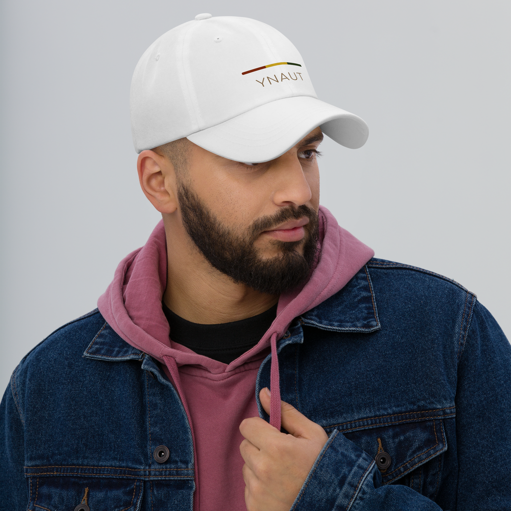 Classic Dad Cap | Rhythm Collection | YNAUT with printed YNAUT logo, classic-dad-hat-white-right-front-6ab30b06a52df