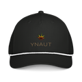 YNAUT Classic Rope Cap | Minimalist Reggae & Cannabis Lifestyle Hat with printed YNAUT logo, classic-rope-cap-black-white-front-6a557bbc5c00d