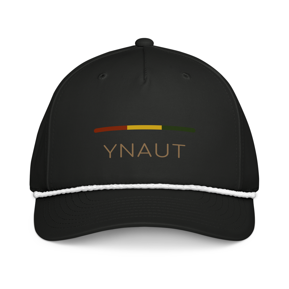 Classic Rope Cap | Riddim Collection | YNAUT with printed YNAUT Riddim logo, black white, front view