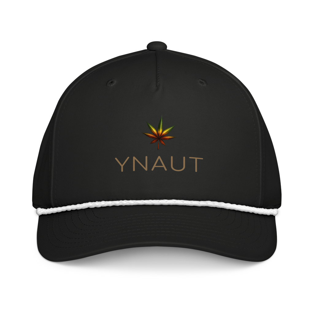 Classic Rope Cap | High Tide Collection | YNAUT with printed YNAUT High Tide logo, black white, front view