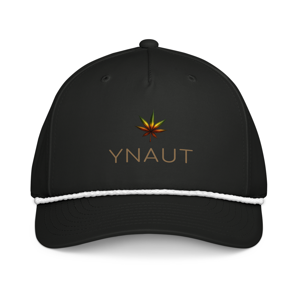 Classic Rope Cap | High Tide Collection | YNAUT with printed YNAUT High Tide logo, black white, front view