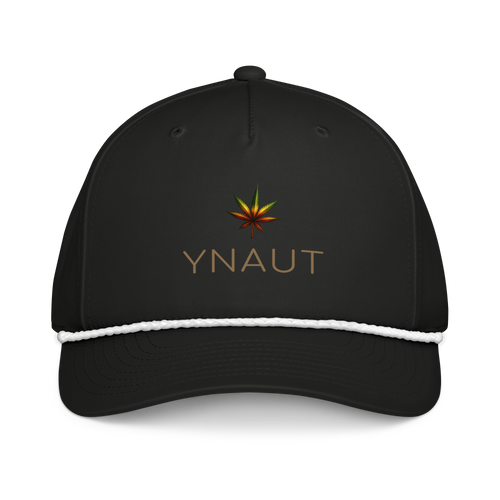 Classic Rope Cap | High Tide Collection | YNAUT with printed YNAUT High Tide logo, black white, front view