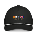 Classic Rope Cap | Signal Collection | YNAUT with printed YNAUT Signal logo, black white, front view
