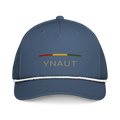 YNAUT Classic Rope Cap | Stripe Logo Rasta-Inspired Minimalist Hat with printed YNAUT logo, classic-rope-cap-light-blue-white-front-6a4be811b3354