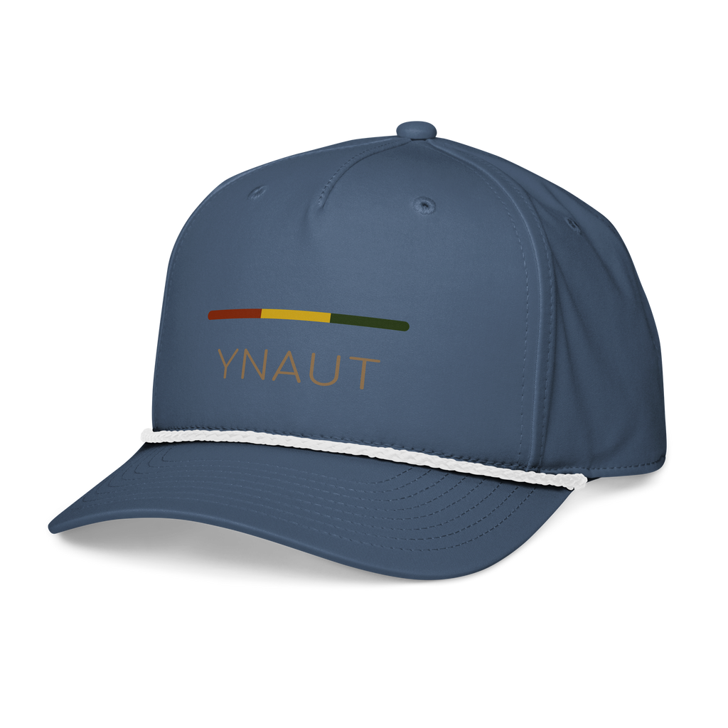 Classic Rope Cap | Riddim Collection | YNAUT with printed YNAUT Riddim logo, light blue white, left front view