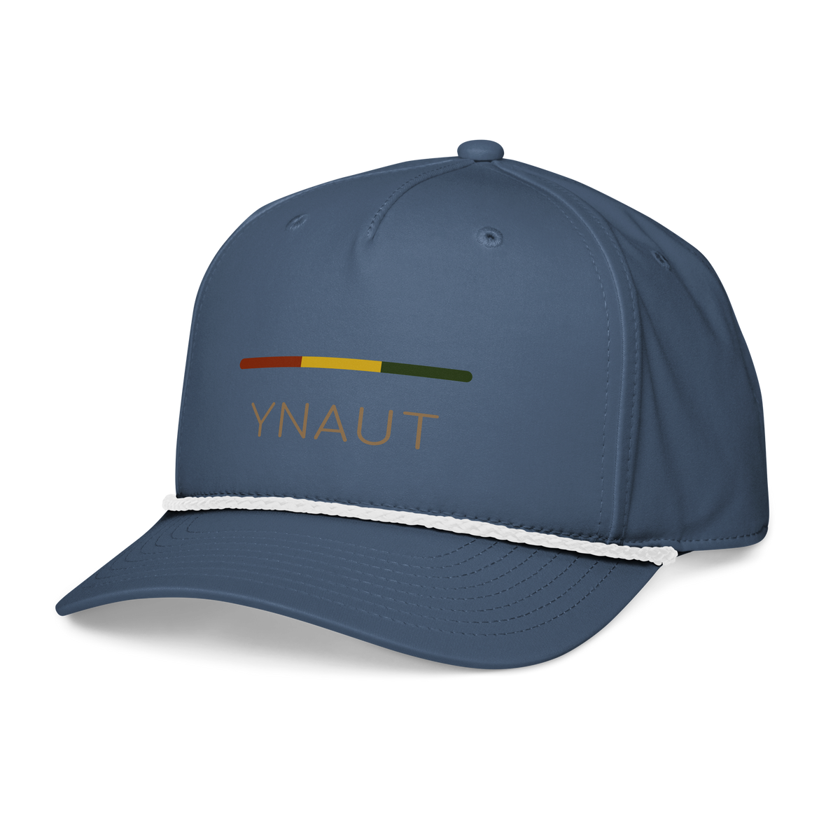 Classic Rope Cap | Riddim Collection | YNAUT with printed YNAUT Riddim logo, light blue white, left front view