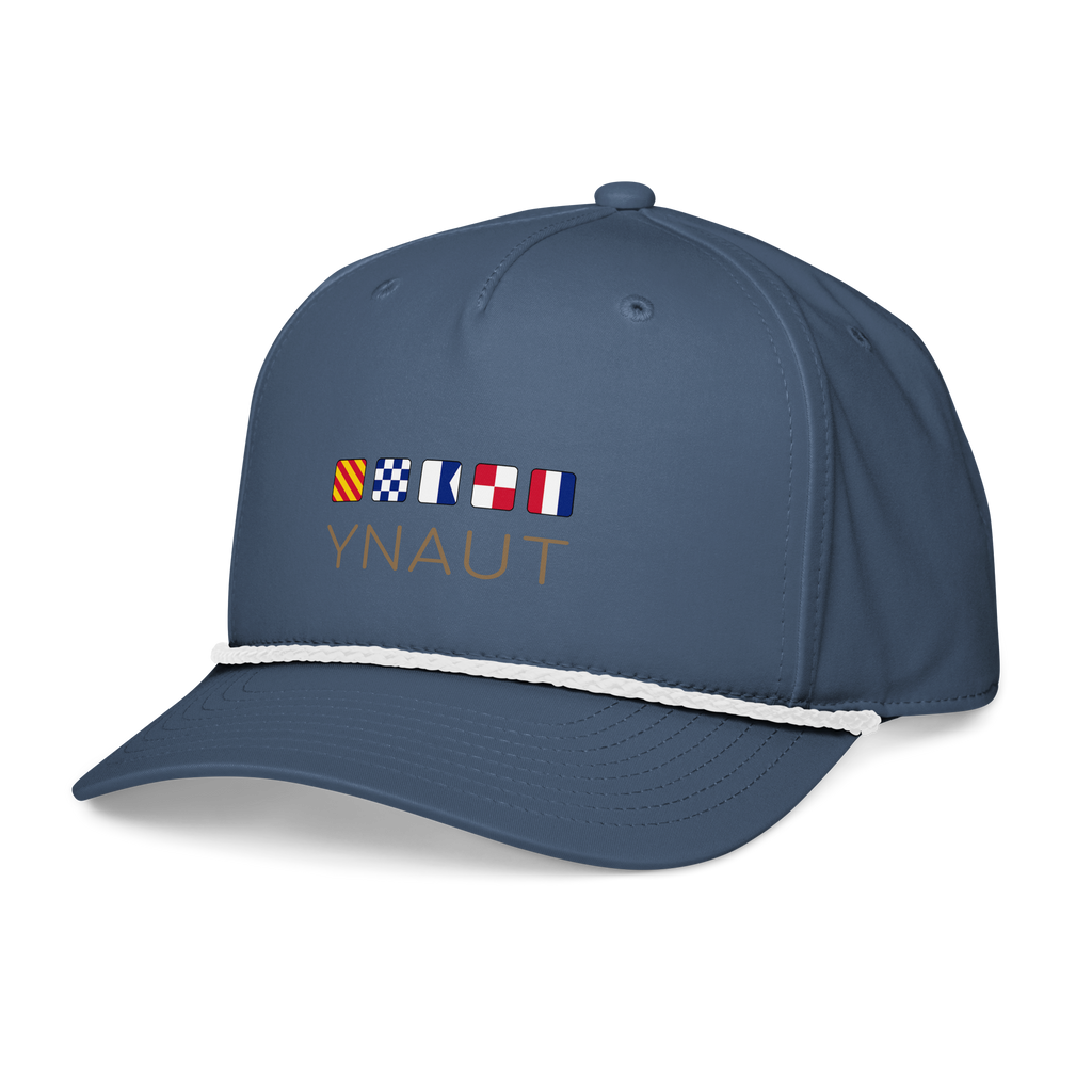 Classic Rope Cap | Signal Collection | YNAUT with printed YNAUT Signal logo, light blue white, left front view
