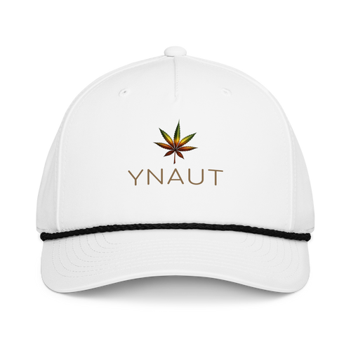 YNAUT Classic Rope Cap with printed YNAUT logo, classic-rope-cap-white-black-front-69d812628f64f