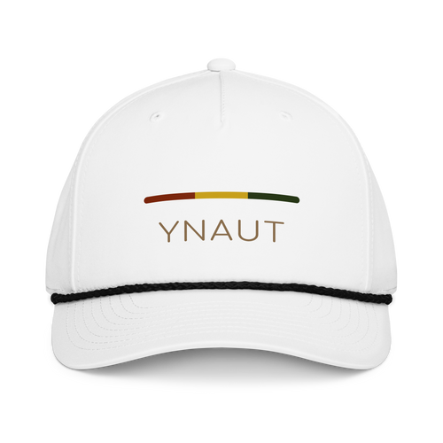 Classic Rope Cap | Riddim Collection | YNAUT with printed YNAUT Riddim logo, white black, front view
