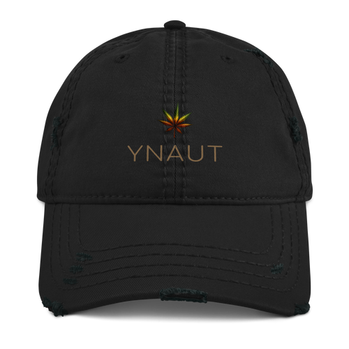 Distressed Dad Hat | High Tide Collection | YNAUT with printed YNAUT logo, distressed-dad-hat-black-front-6ab15f9979e94