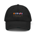 Distressed Dad Hat | Signal Collection | YNAUT with printed YNAUT Signal logo, black, front view