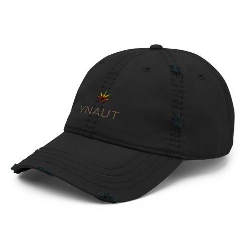 Distressed Dad Hat | High Tide Collection | YNAUT with printed YNAUT logo, distressed-dad-hat-black-left-front-6ab0531adc12b