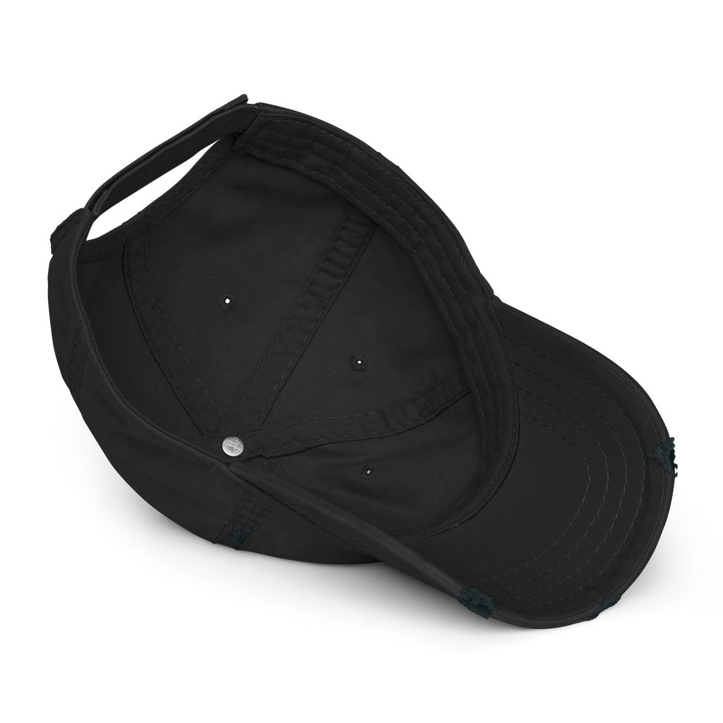 Distressed Dad Hat | High Tide Collection | YNAUT with printed YNAUT High Tide logo, black, product details view