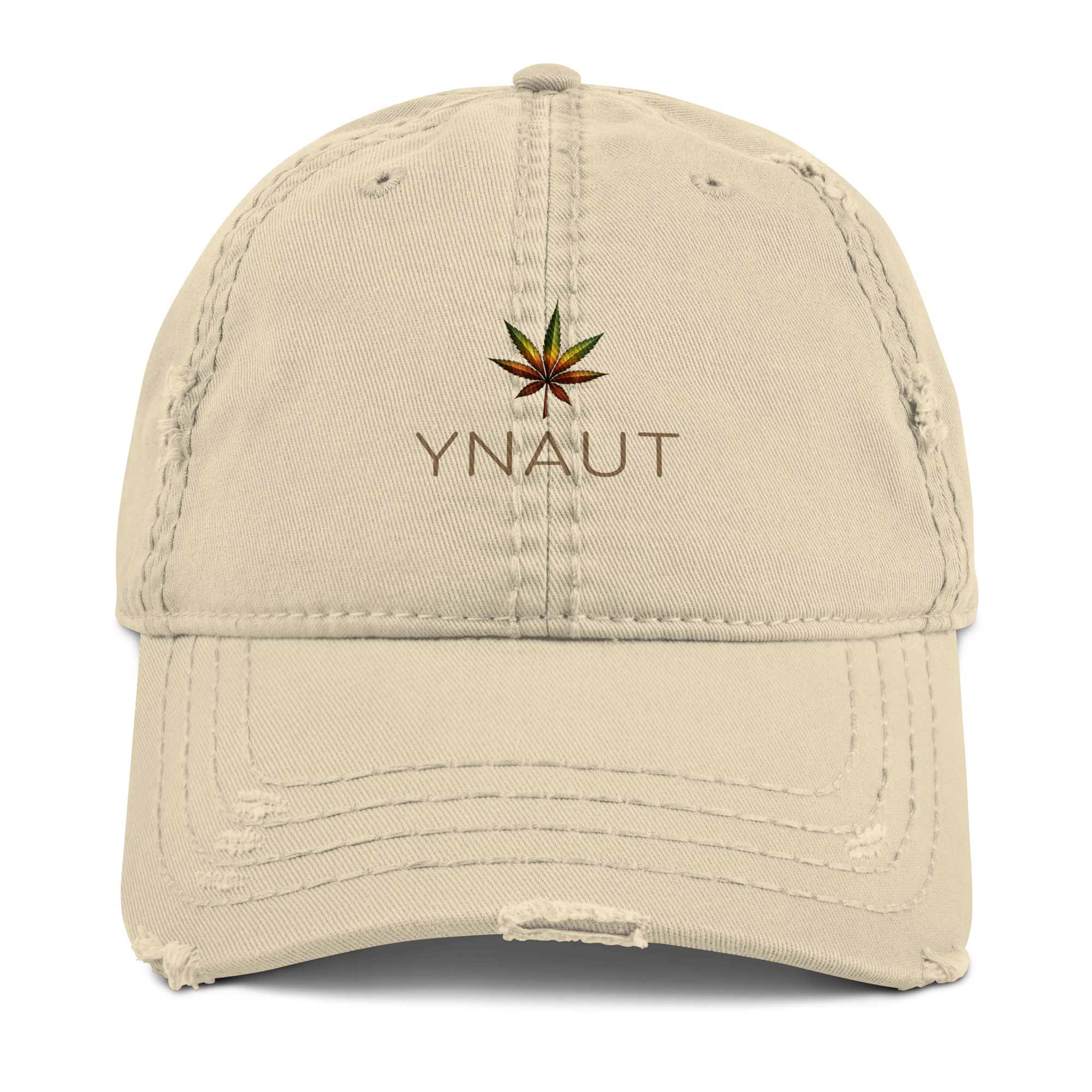 YNAUT distressed cap minimalist cannabis inspired streetwear hat