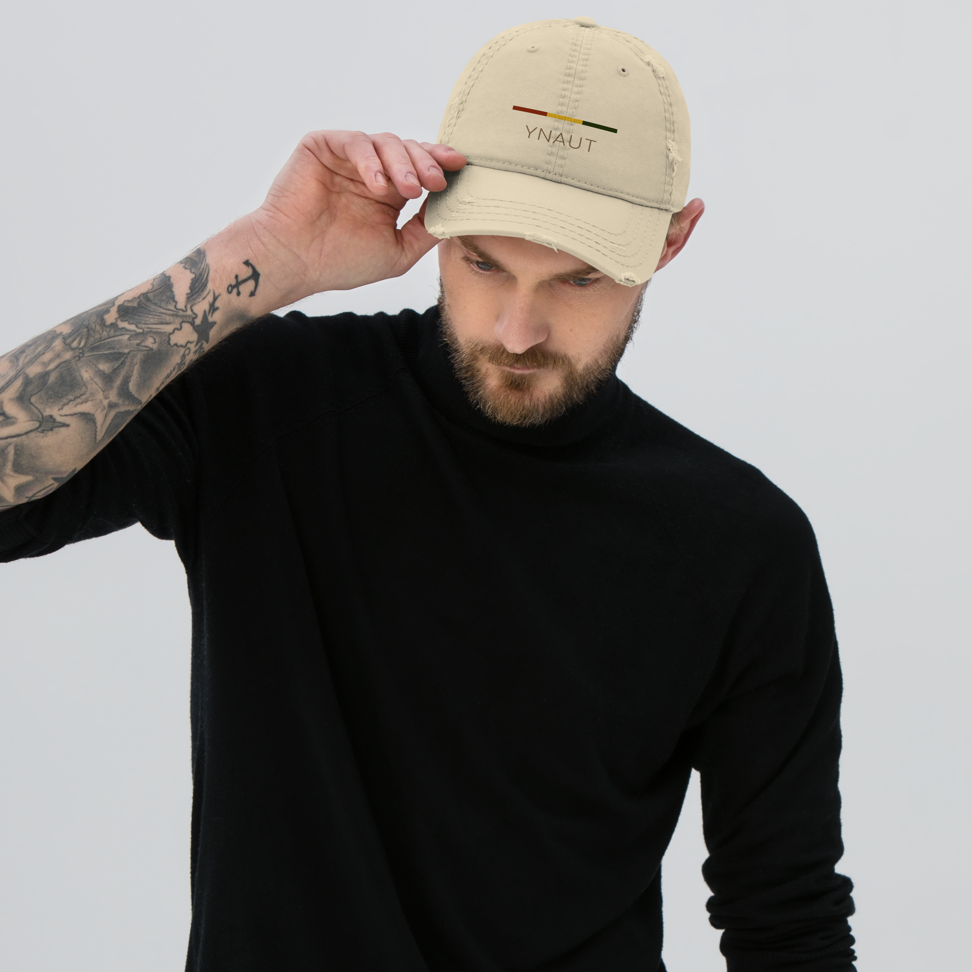 YNAUT distressed cap minimalist cannabis inspired streetwear hat