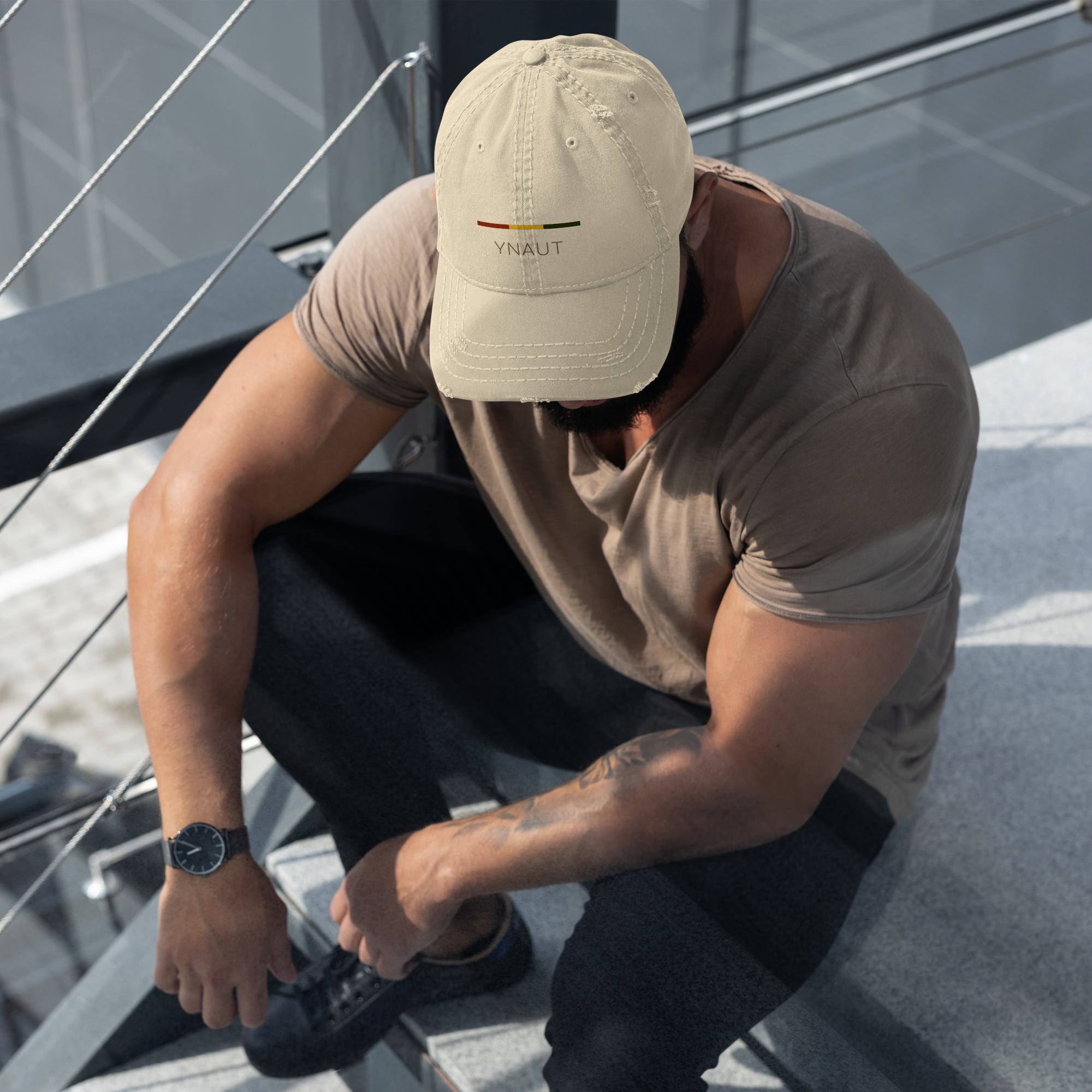 YNAUT distressed cap minimalist cannabis inspired streetwear hat