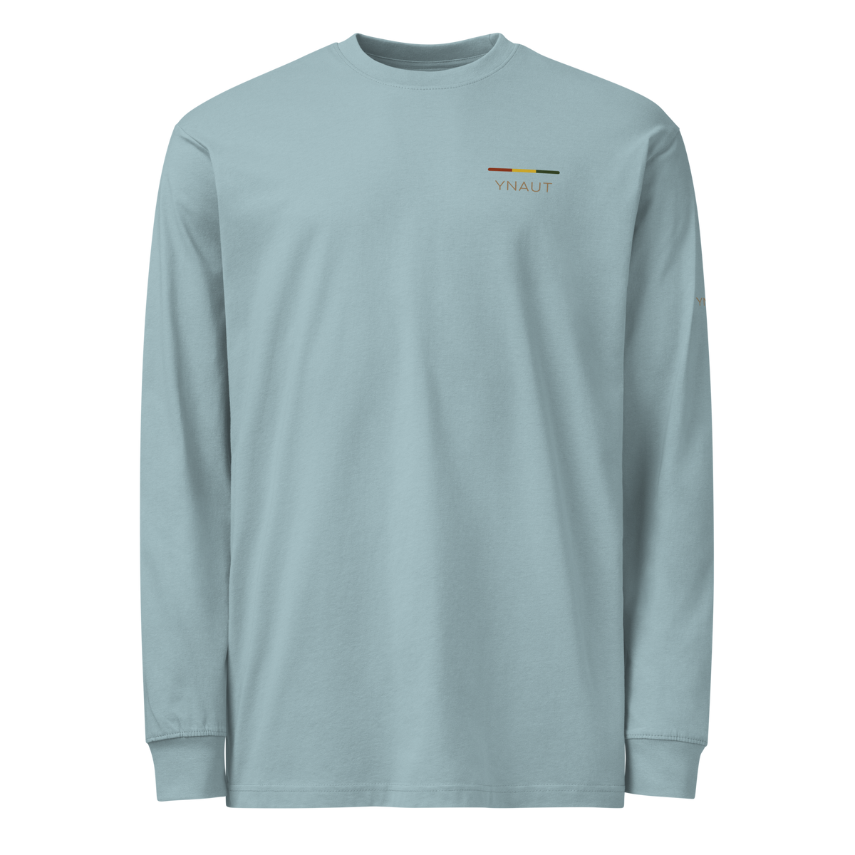 Premium Midweight Long Sleeve T-Shirt | Riddim Collection | YNAUT with printed YNAUT Riddim logo, agave, front view