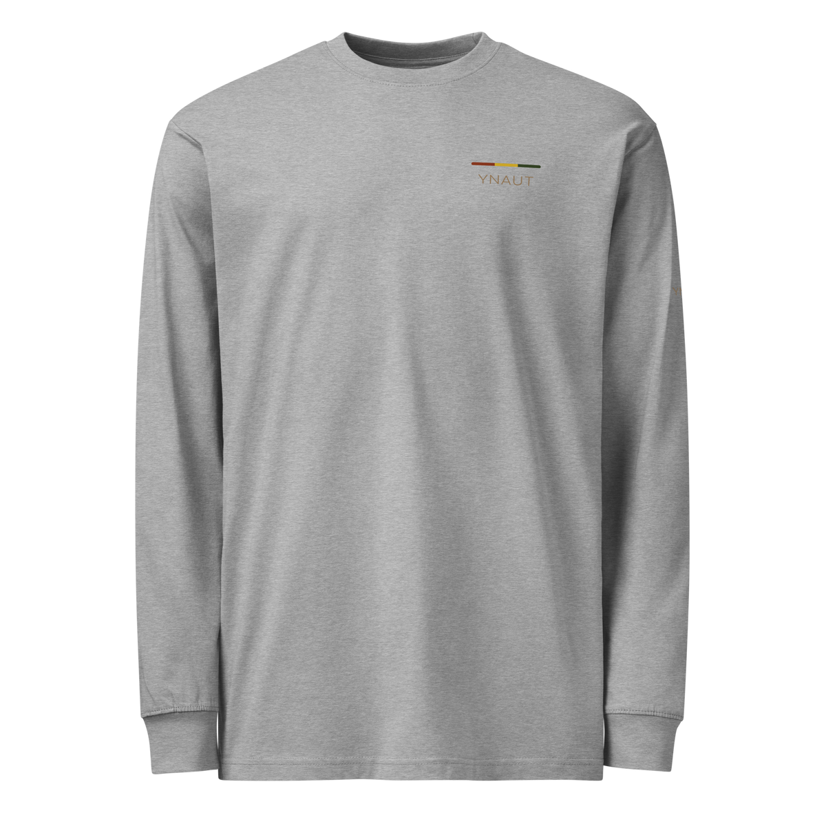 Premium Midweight Long Sleeve T-Shirt | Riddim Collection | YNAUT with printed YNAUT Riddim logo, carbon grey, front view