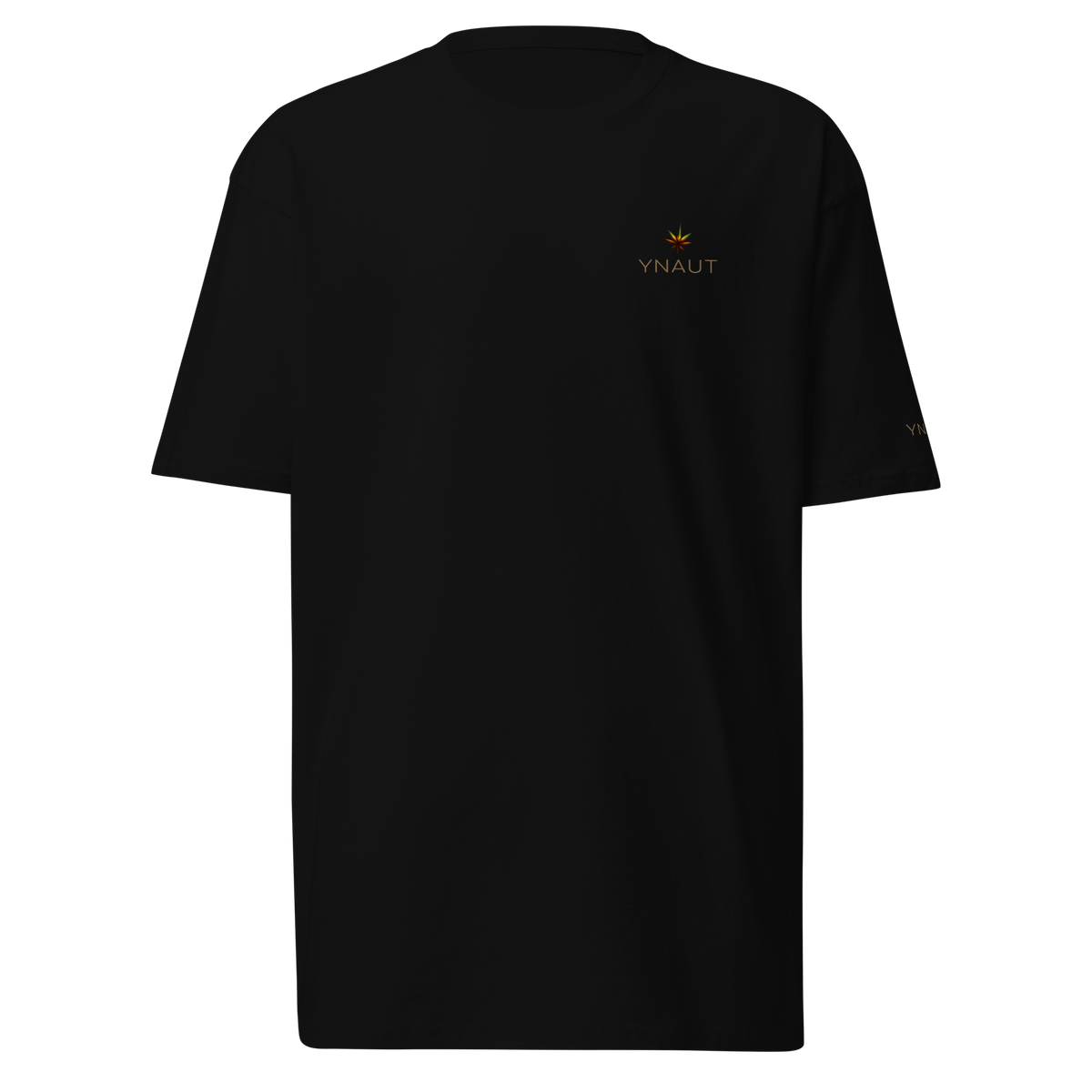 Premium Midweight T-Shirt | High Tide Collection | YNAUT with printed YNAUT High Tide logo, black, front view