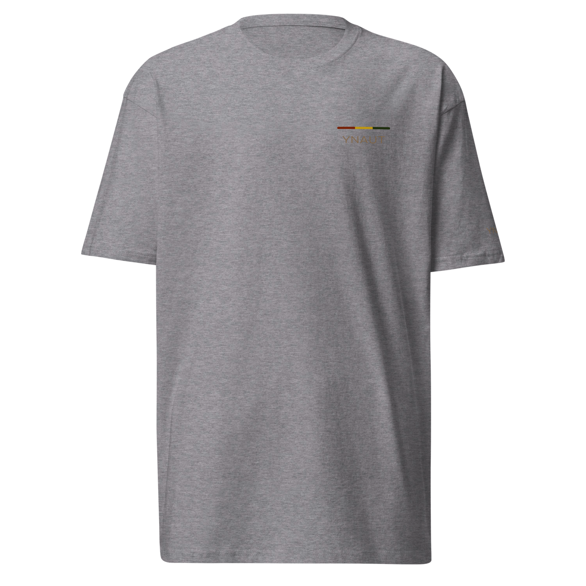 Premium Midweight T-Shirt | Riddim Collection | YNAUT with printed YNAUT Riddim logo, carbon grey, front view
