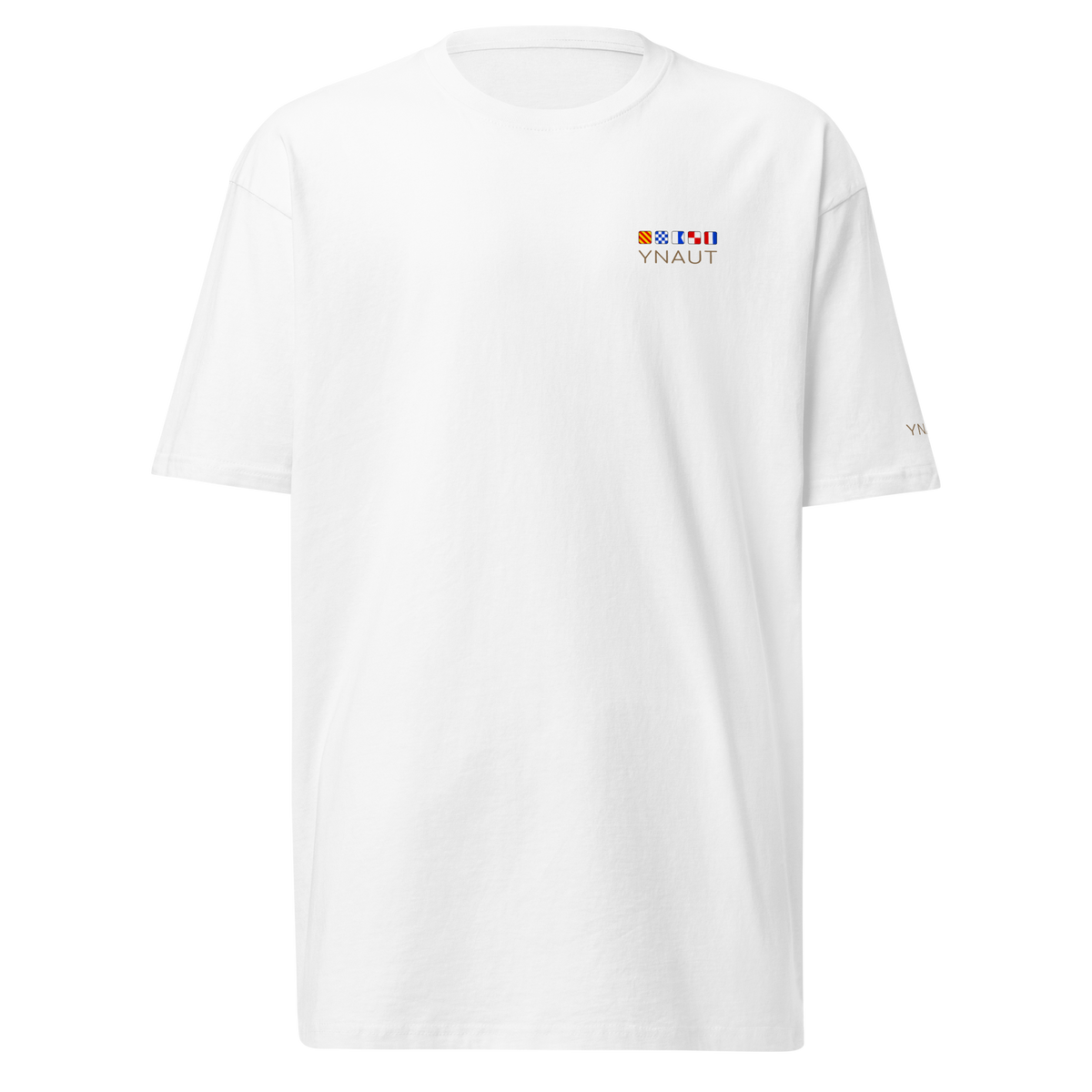 Premium Midweight T-Shirt | Signal Collection | YNAUT with printed YNAUT Signal logo, white, front view