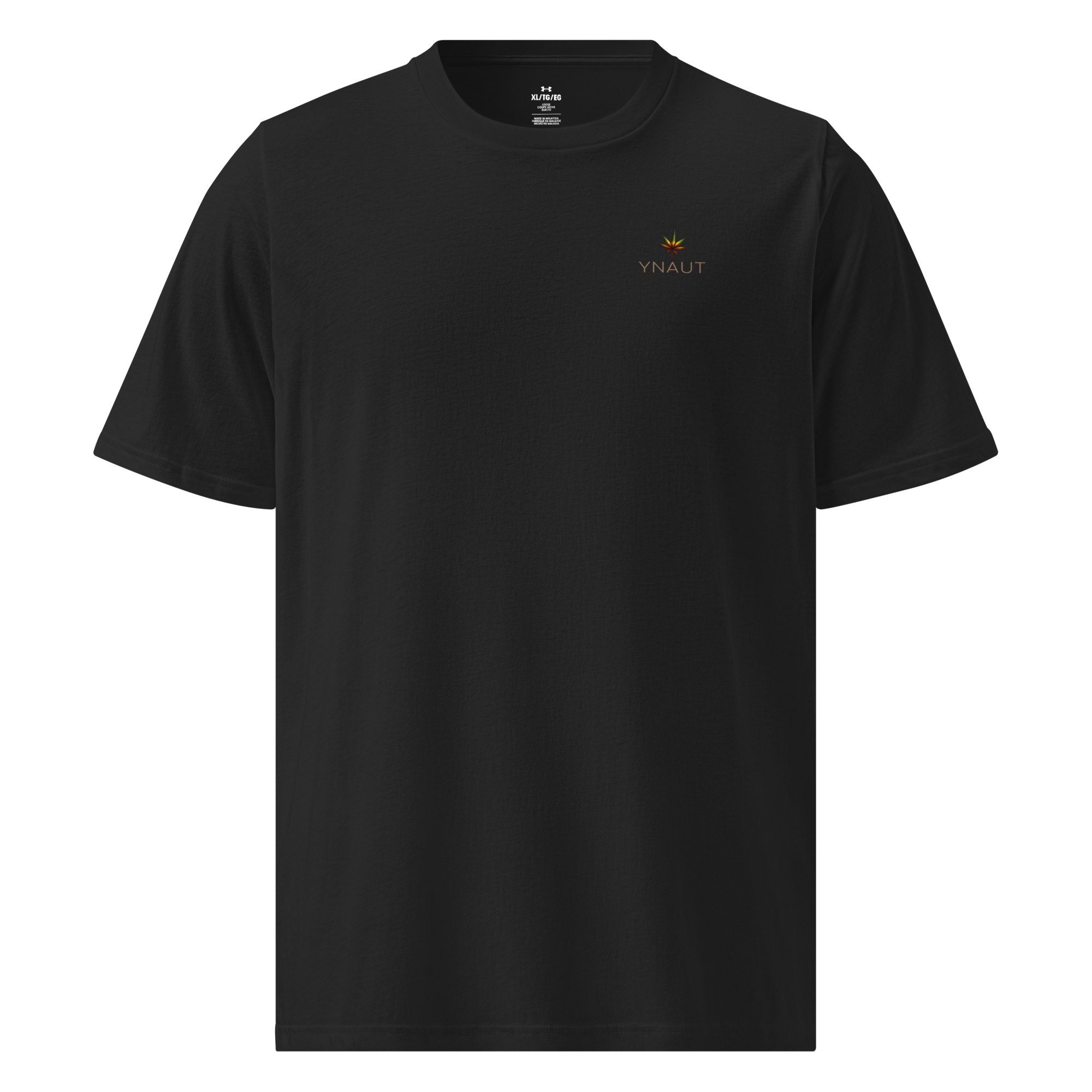 YNAUT Under Armour Athletic T-Shirt | Minimalist Cannabis Lifestyle Activewear Tee with printed YNAUT logo, mens-under-armour-athletic-t-shirt-black-front-6a4c26d89e665