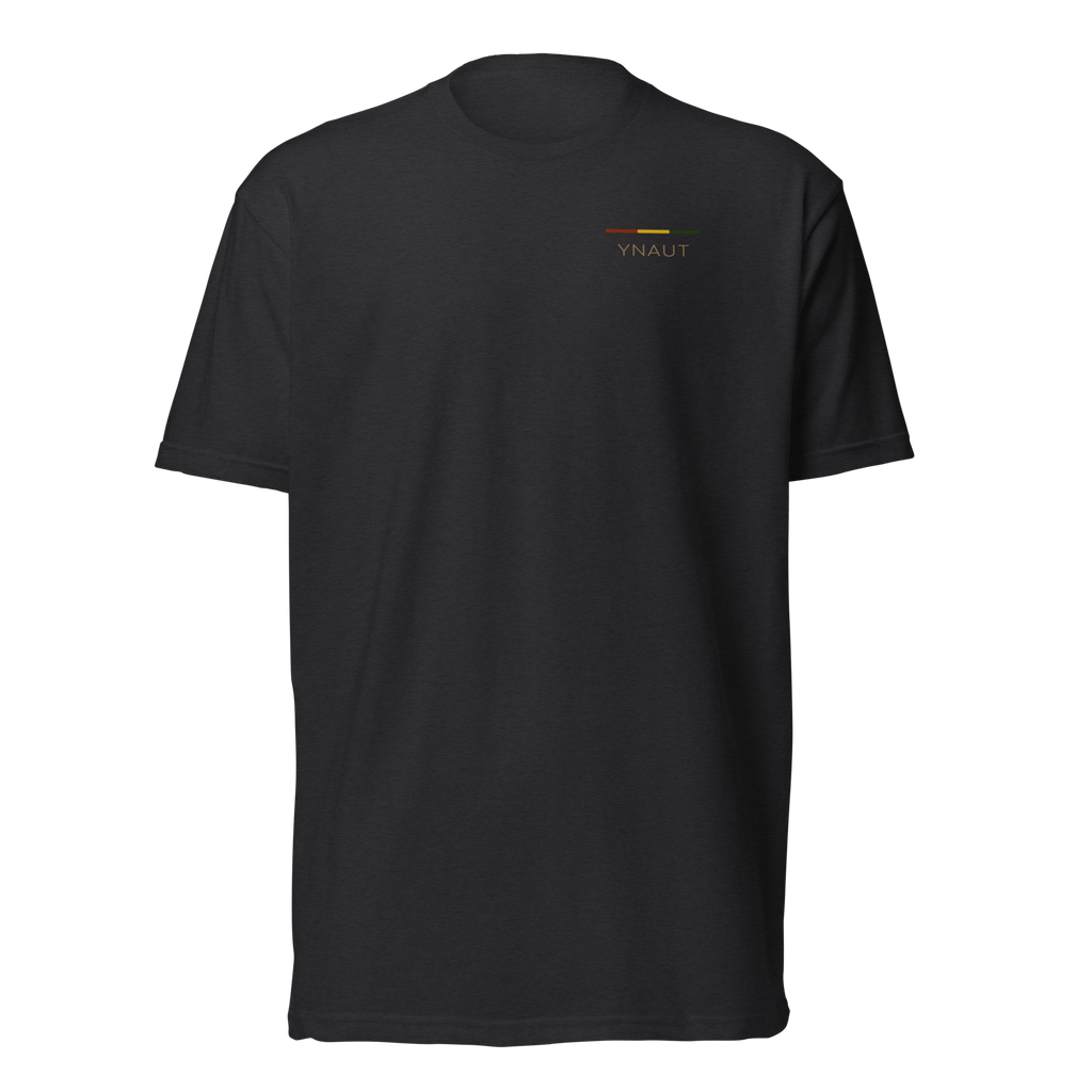 Unisex Fitted T-Shirt | Rhythm Collection | YNAUT with printed YNAUT logo, unisex-cvc-t-shirt-black-front-6ab00cc542fa5