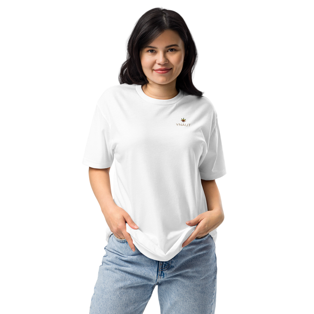 Unisex Fitted T-Shirt | High Tide Collection | YNAUT with printed YNAUT logo, unisex-cvc-t-shirt-white-front-6aadc07e26c98
