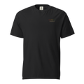YNAUT Garment‑Dyed Heavyweight T‑Shirt | Stripe Logo Minimalist Rasta Tee with printed YNAUT logo, unisex-garment-dyed-heavyweight-t-shirt-black-front-6a4be2679b448