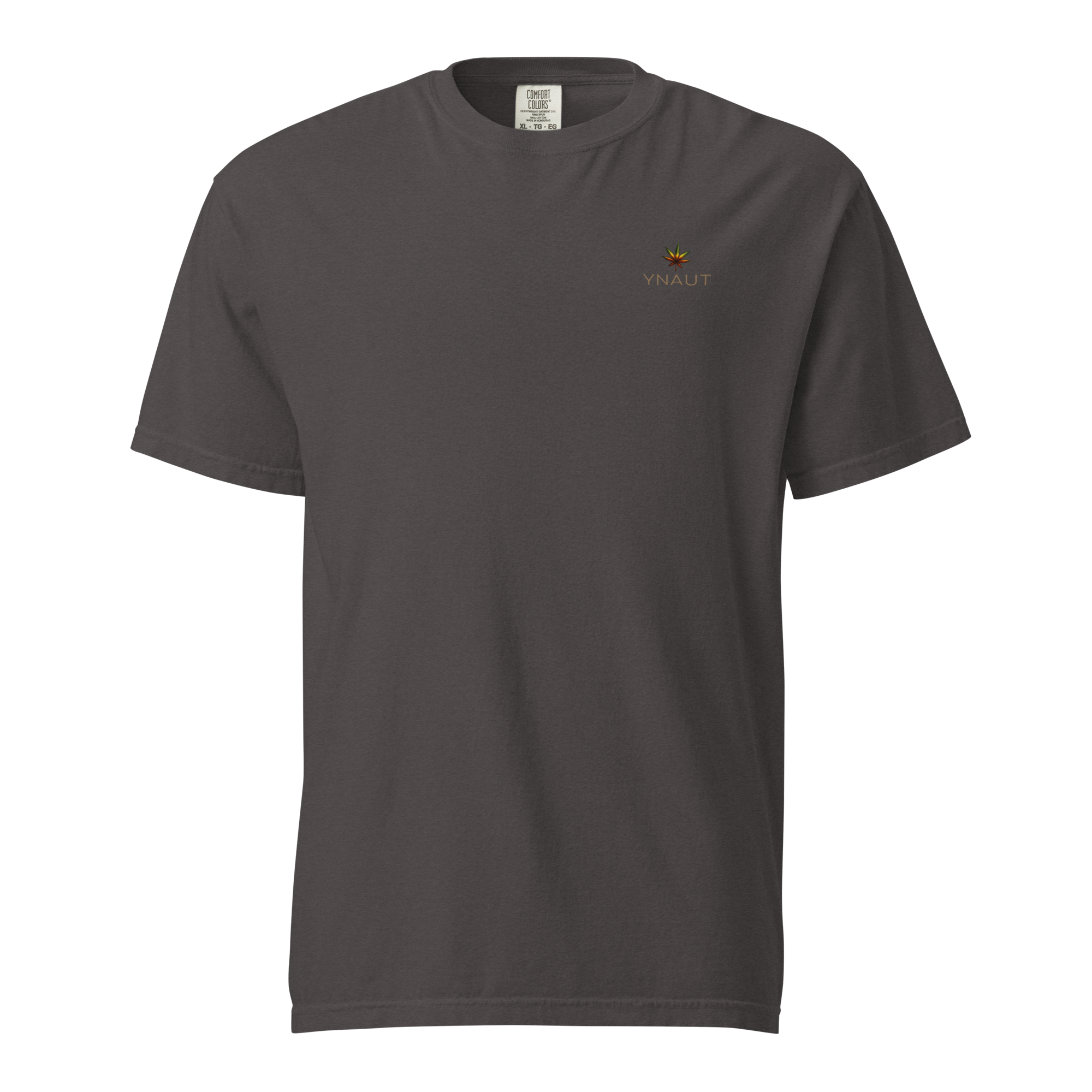 YNAUT Unisex Garment‑Dyed T‑Shirt with printed YNAUT logo, unisex-garment-dyed-heavyweight-t-shirt-graphite-front-69d91e3062a28