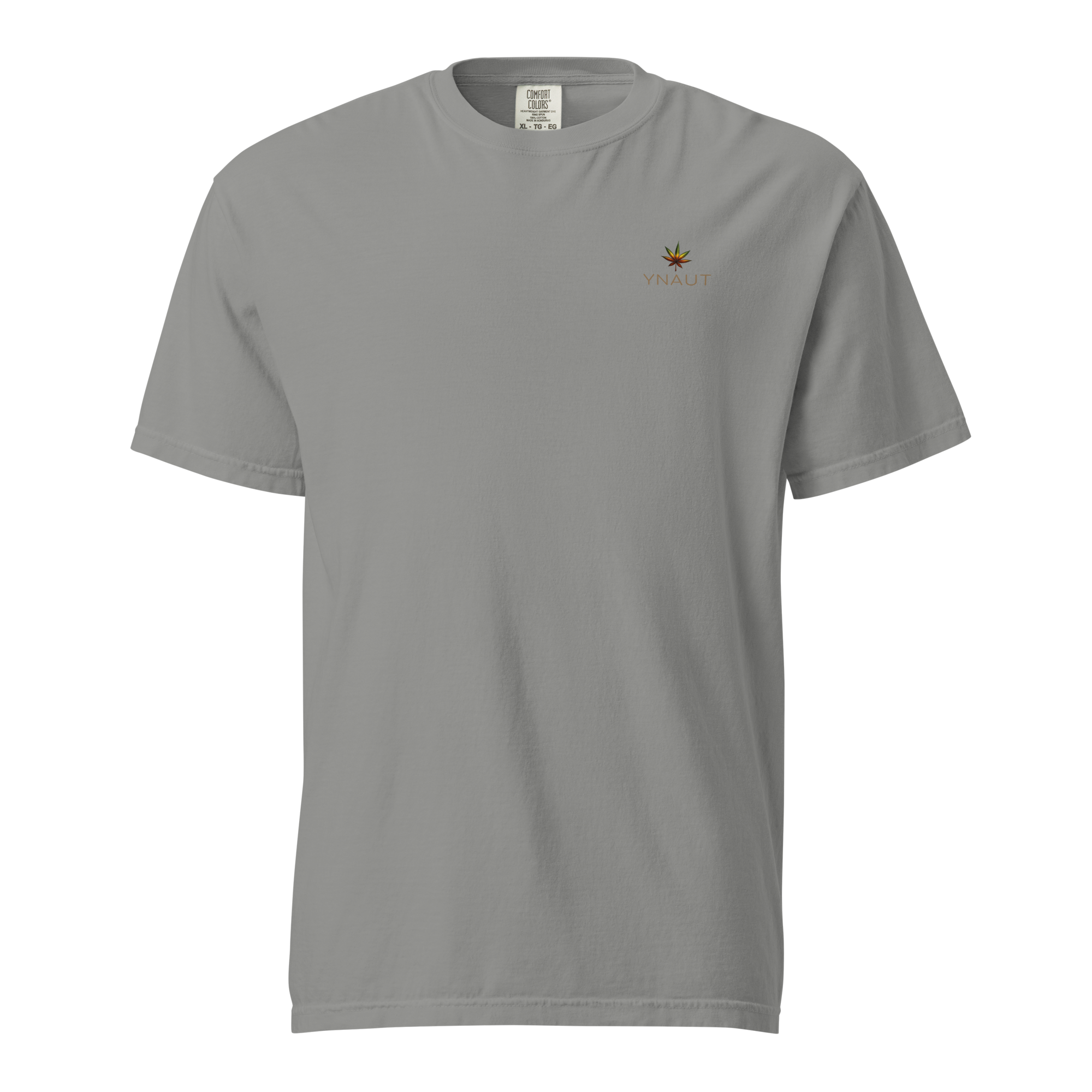 YNAUT Unisex Garment‑Dyed T‑Shirt with printed YNAUT logo, unisex-garment-dyed-heavyweight-t-shirt-grey-front-69d91e306bf30