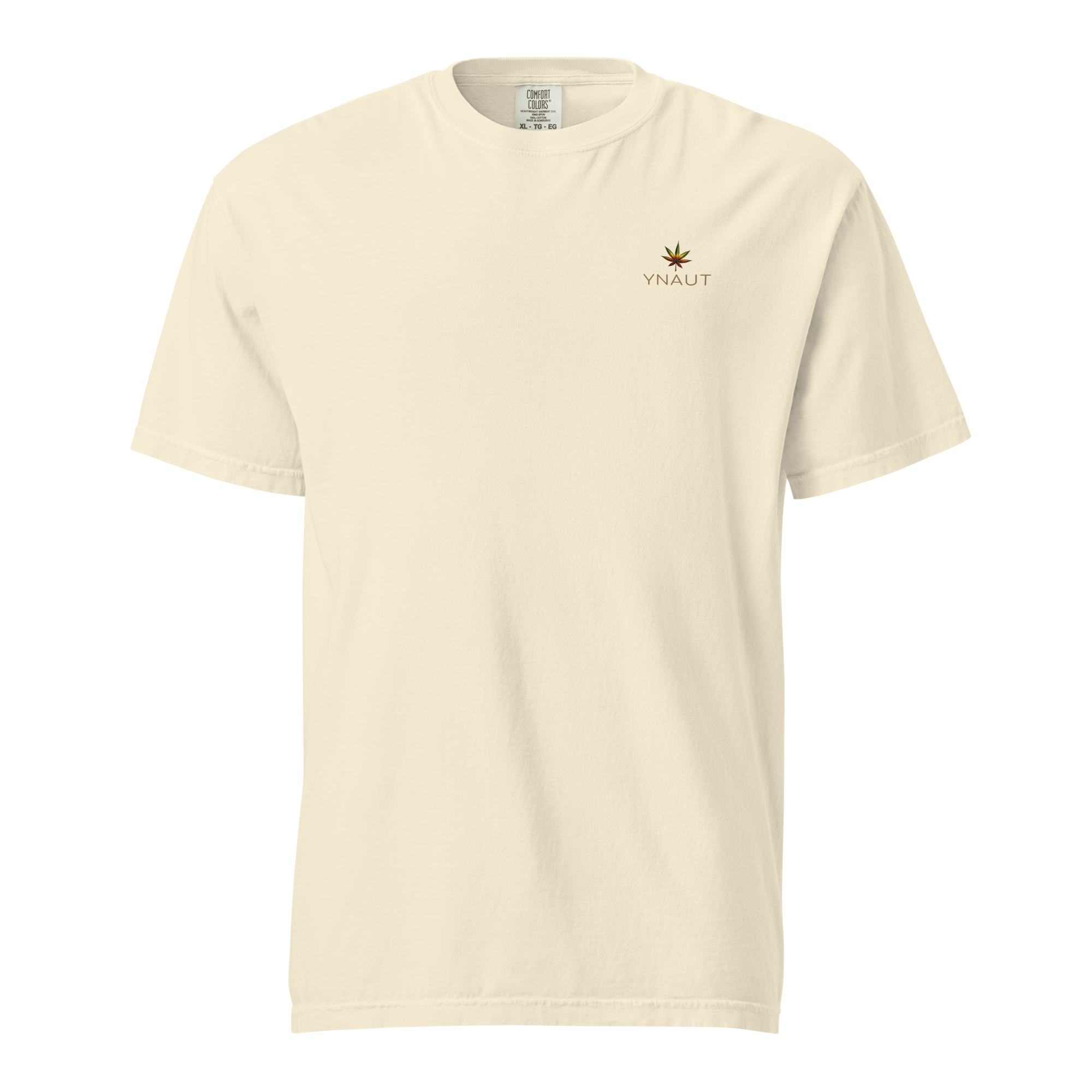 YNAUT Unisex Garment‑Dyed T‑Shirt with printed YNAUT logo, unisex-garment-dyed-heavyweight-t-shirt-ivory-front-69d91e3036eba
