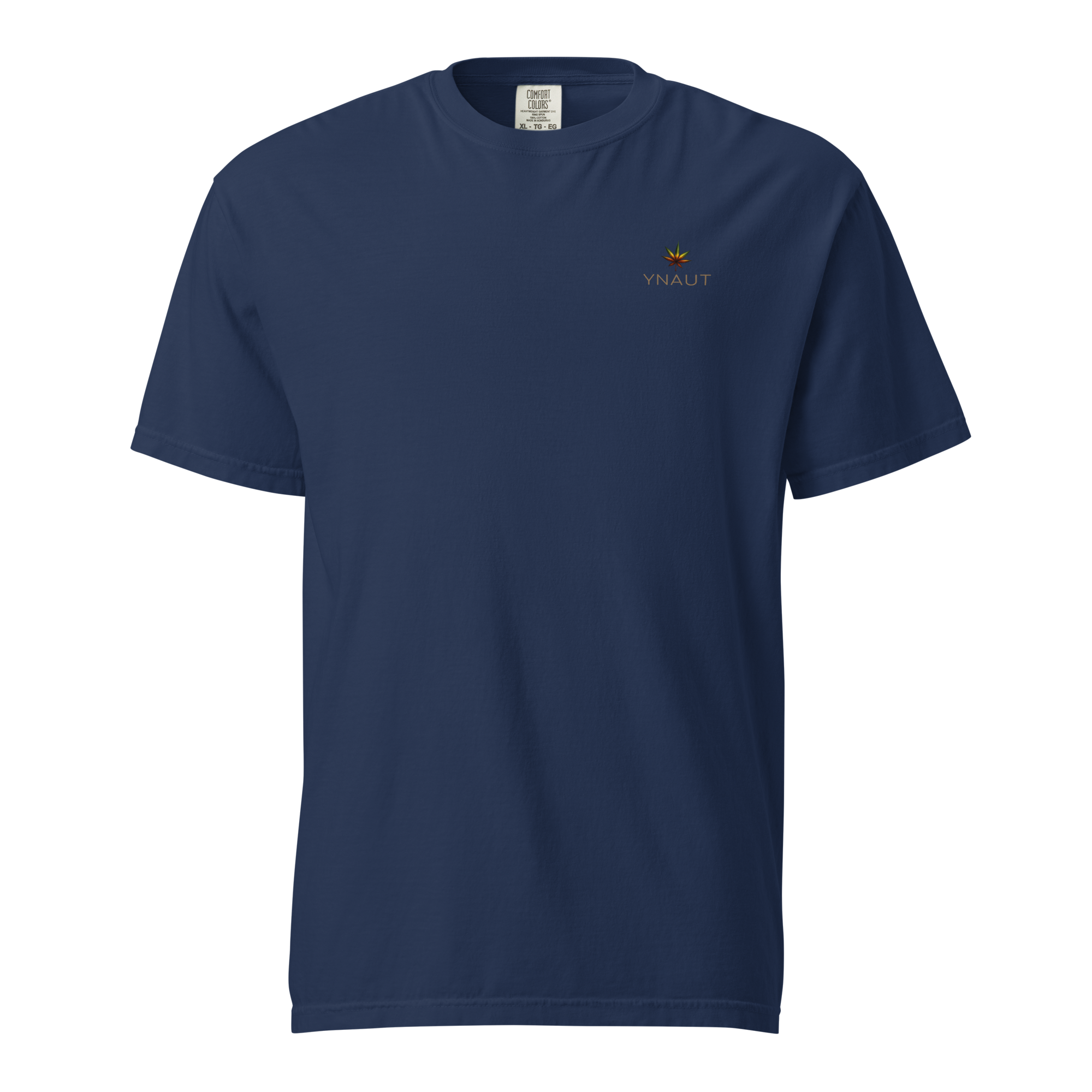YNAUT Unisex Garment‑Dyed T‑Shirt with printed YNAUT logo, unisex-garment-dyed-heavyweight-t-shirt-true-navy-front-69d91e305f833