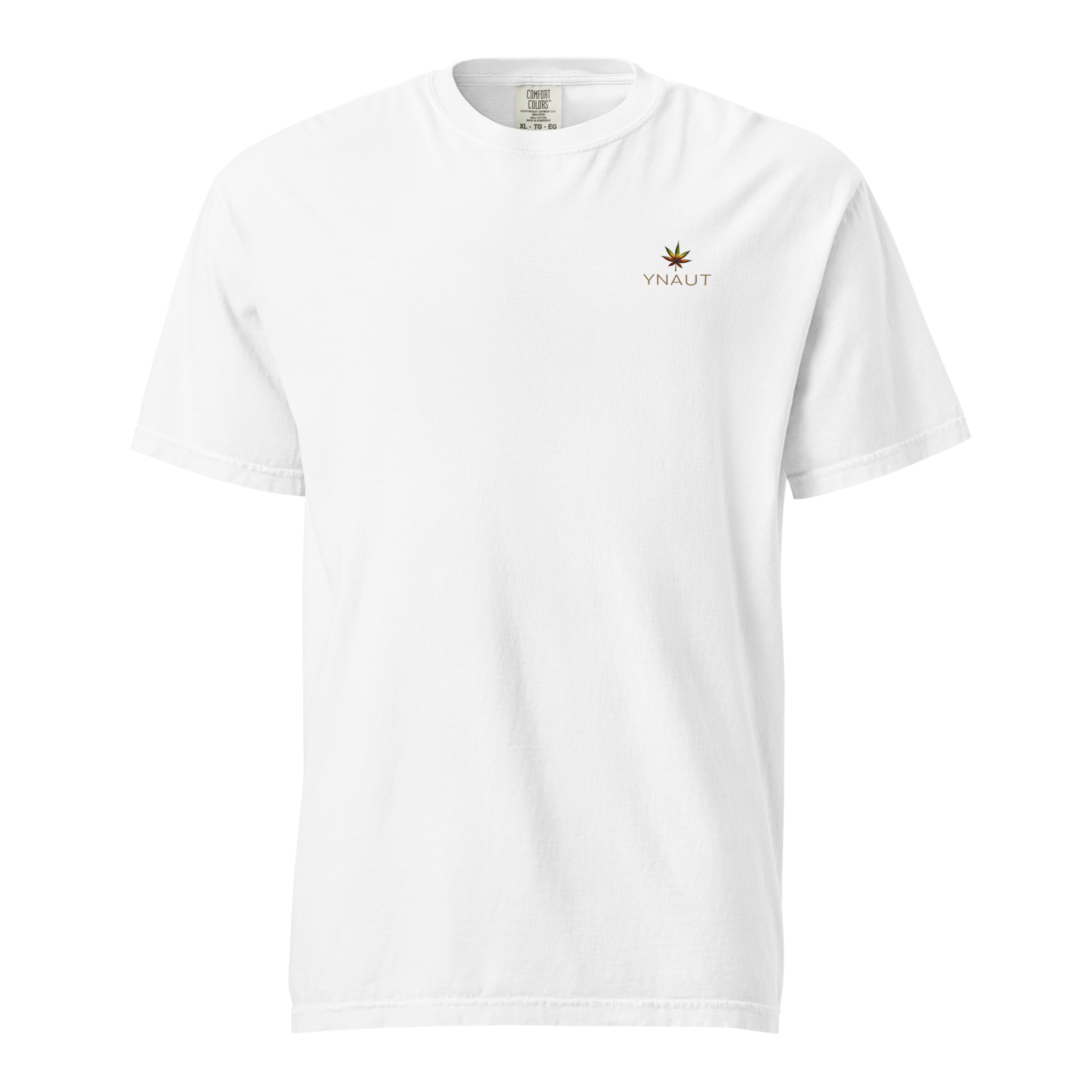 YNAUT Unisex Garment‑Dyed T‑Shirt with printed YNAUT logo, unisex-garment-dyed-heavyweight-t-shirt-white-front-69d91e3075c4b