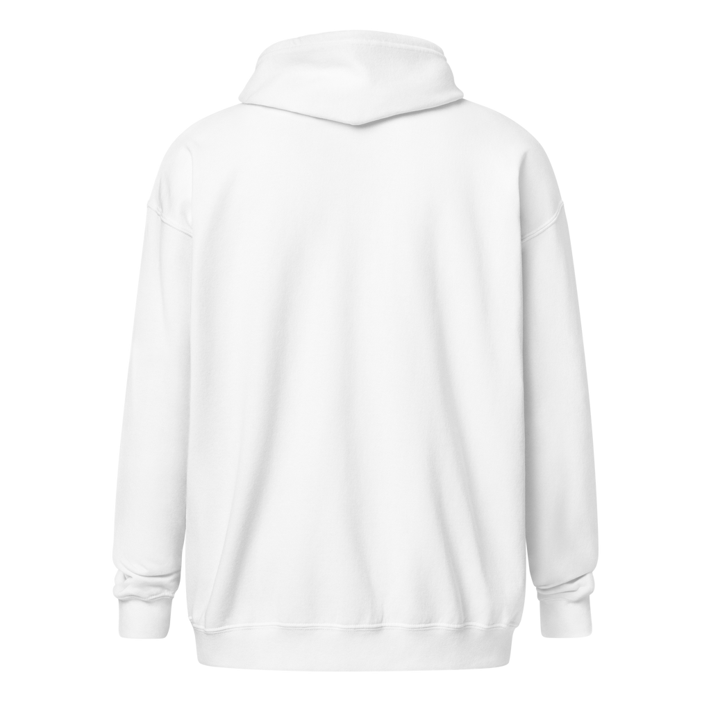YNAUT Unisex Heavy Blend Zip Hoodie | Minimalist Reggae & Cannabis Lifestyle Layer with printed YNAUT logo, unisex-heavy-blend-zip-hoodie-white-back-6a4c2b8278128