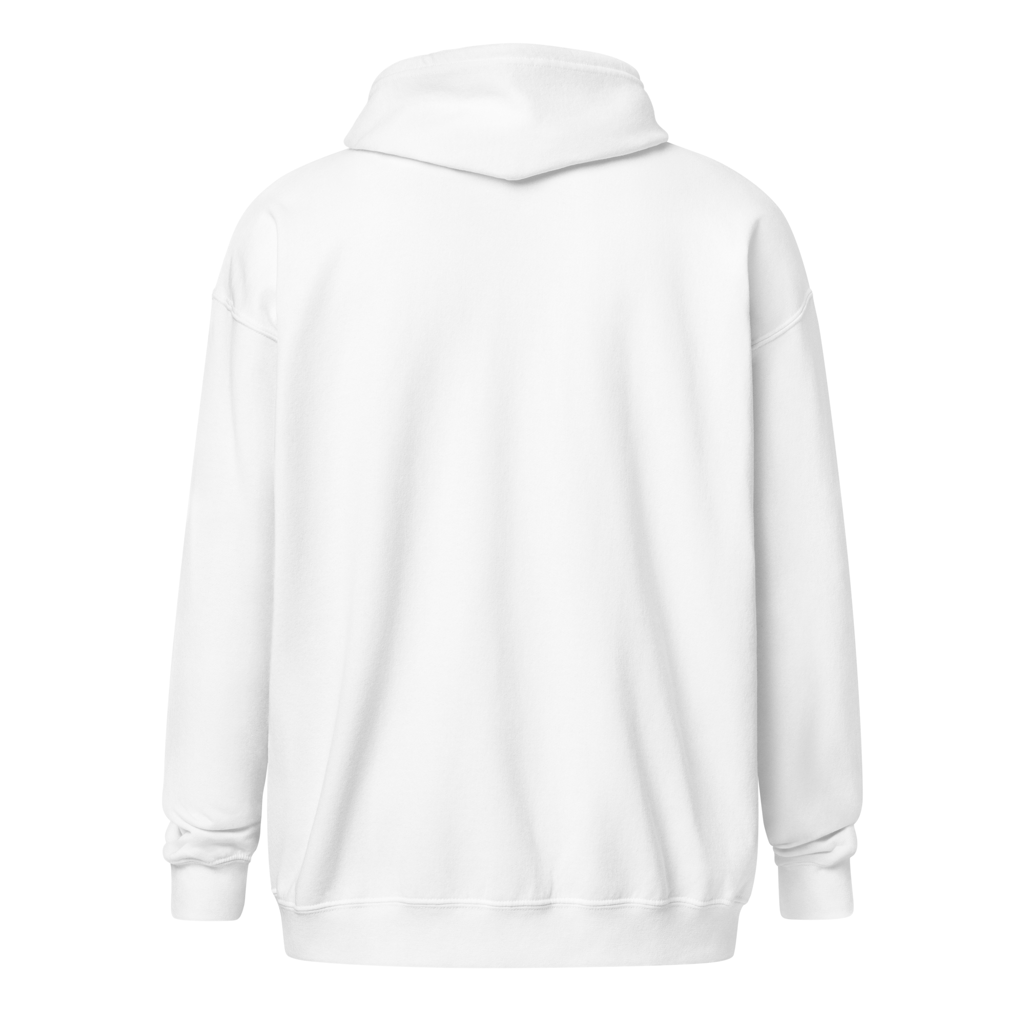 YNAUT Unisex Heavy Blend Zip Hoodie | Minimalist Reggae & Cannabis Lifestyle Layer with printed YNAUT logo, unisex-heavy-blend-zip-hoodie-white-back-6a4c2b8278128