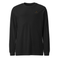 Premium Long Sleeve Tee | High Tide Collection | YNAUT with printed YNAUT logo, unisex-long-sleeve-tee-black-heather-front-6ab2c037e8f9d