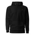 YNAUT Unisex Hoodie with printed YNAUT logo, unisex-premium-pullover-hoodie-black-front-69d92b525530b