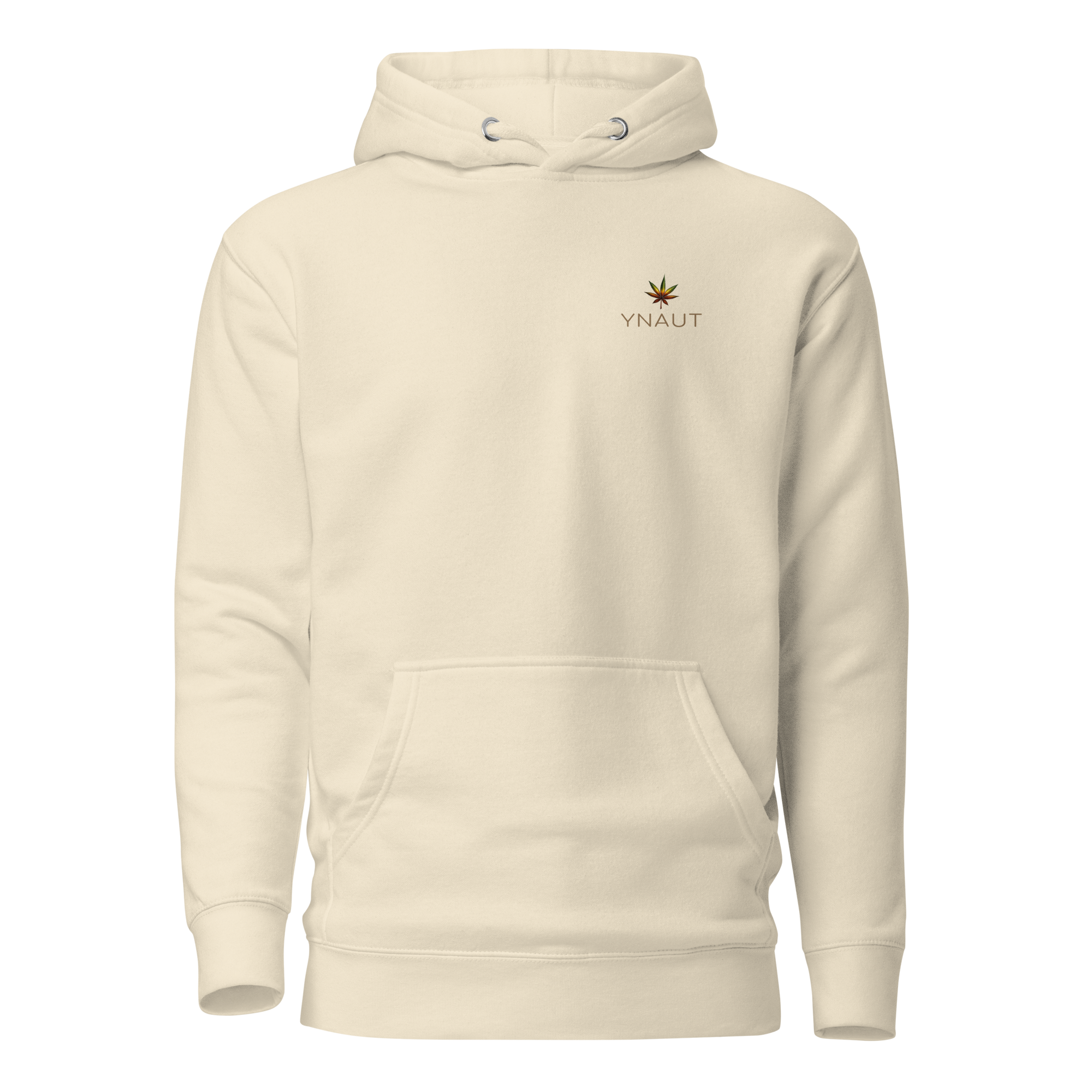 YNAUT Unisex Heavyweight Hoodie | Minimalist Reggae & Cannabis Lifestyle Outerwear with printed YNAUT logo, unisex-premium-pullover-hoodie-bone-front-6a4c34bb5b8bf